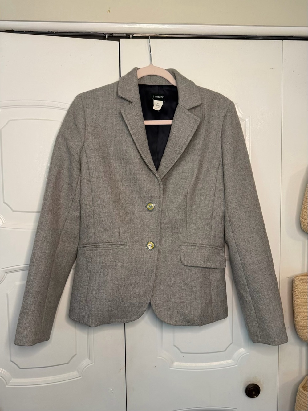100% Wool J. Crew Lexington - Gray Tailored Women's Blazer (Vintage 2007 - Rare)